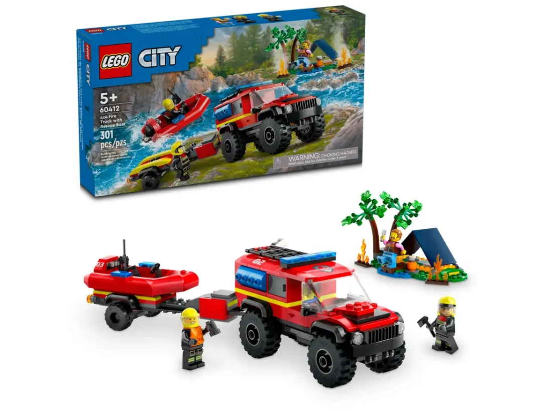 Lego City 60412 4x4 brandweerauto met reddingsboot