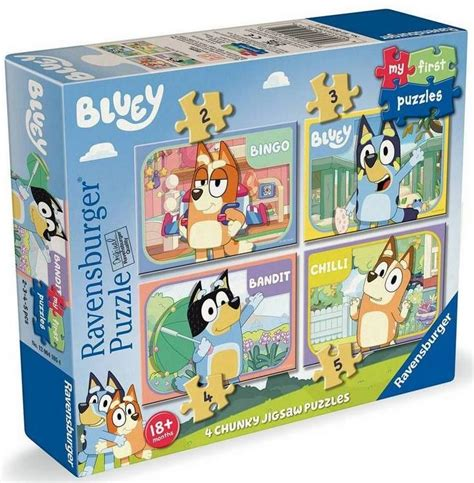 RAVENSBURG bluey  4  puzzels  i n 1