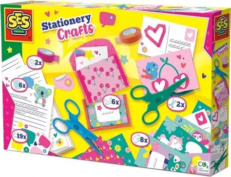 SES - Knutsel schrijfset - met kartelscharen en washi tape